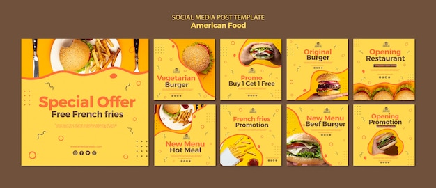 Free PSD social media post template with american food