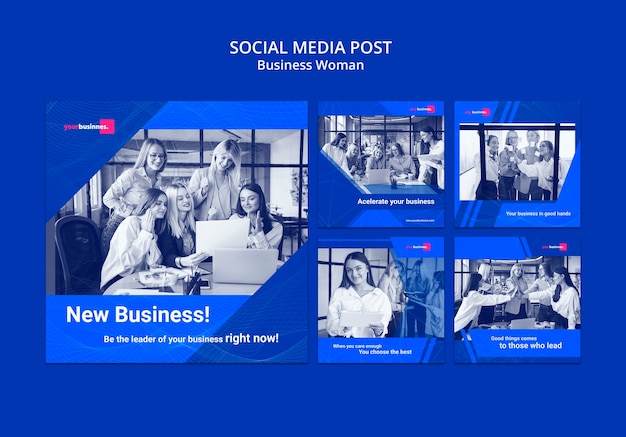 Free PSD social media post template with business woman