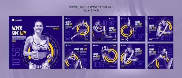 Free PSD social media post template with woman