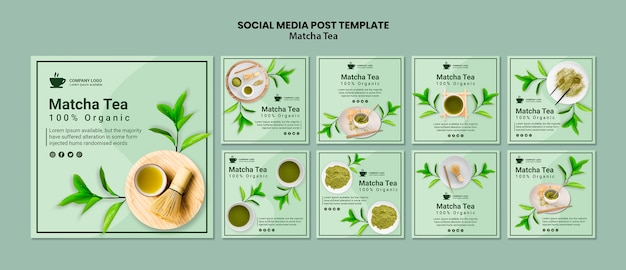 Free PSD social media post with matcha tea concept