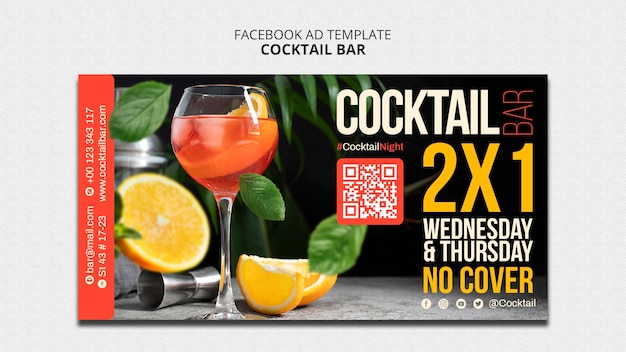 Social media promo template for cocktail bar