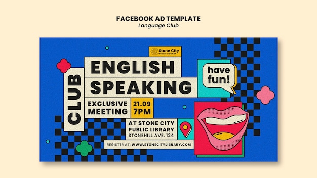 Social media promo template for english language club