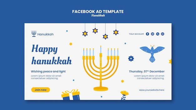 Free PSD social media promo template for hanukkah jewish celebration