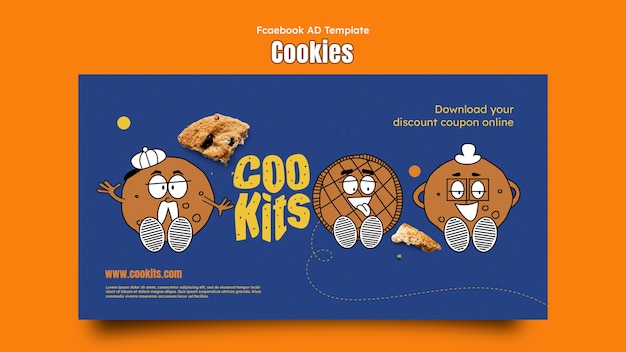 Free PSD social media promo template with cookies