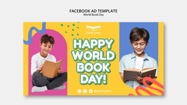 Social media promo template for world book day celebration