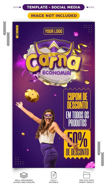 Social media stories carna economy with 50 off discount coupon