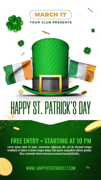 Free PSD social media stories for happy st patricks day party