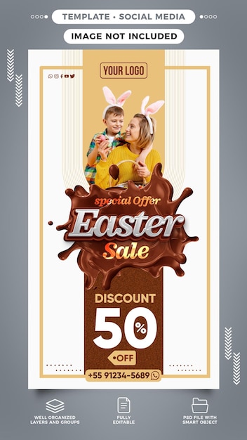 Free PSD social media stories instagram special offer easter sale up to 50 off