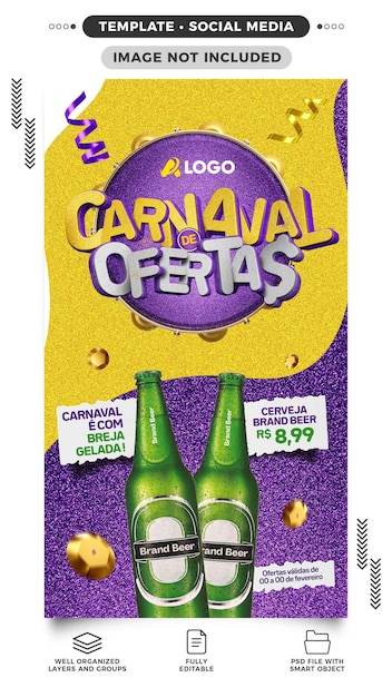 Free PSD social media stories offers carnival alcoholic beverage sales