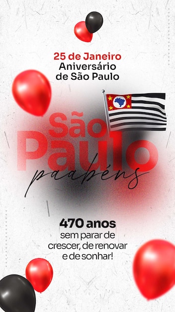 Free PSD social media stories template sao paulos 470th anniversary