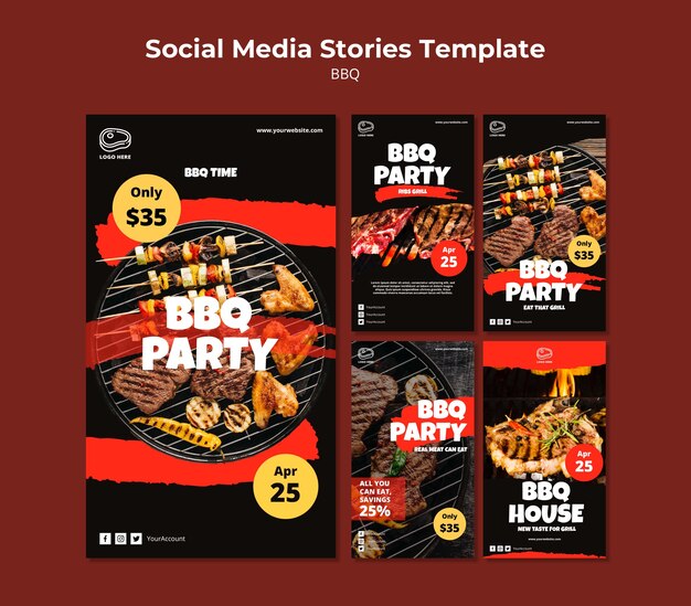 Social media stories template with barbeque