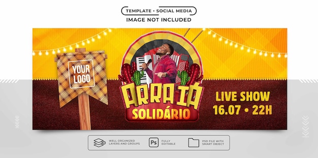 Free PSD social media template banner arraia solidario for festa junina