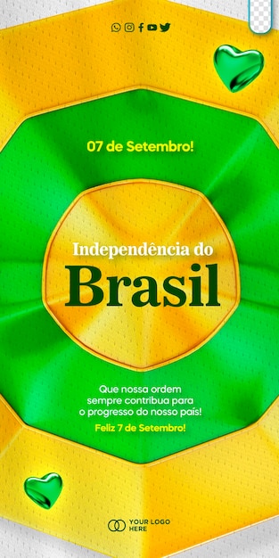 Free PSD social media template commemoration september 7 brazil independence independencia do brasil