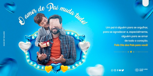 Free PSD social media template for father039s day celebration feliz dia dos pais in brazil