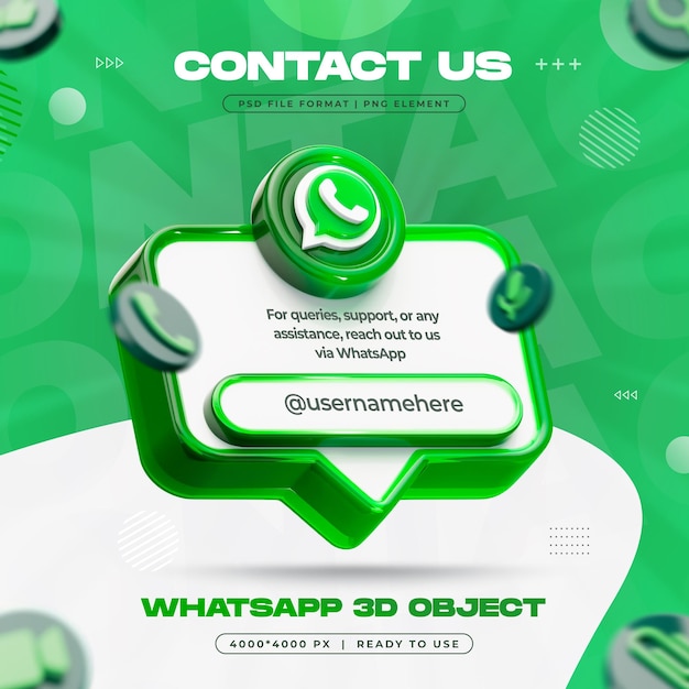 Free PSD social media whatsapp post frame isolated 3d rendering