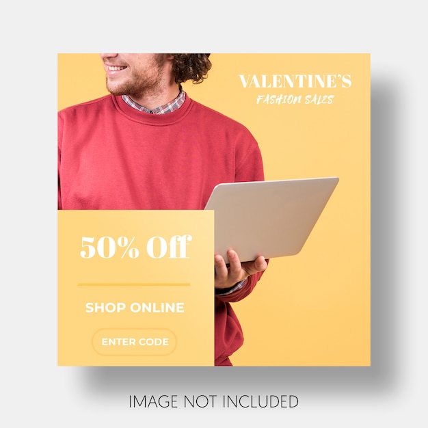 Free PSD social template sales valentine's day