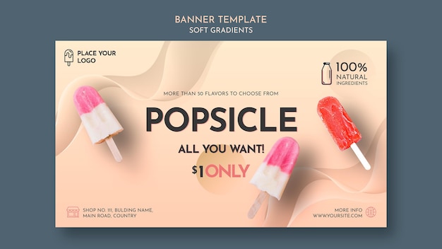 Free PSD soft gradient ice cream banner with photo