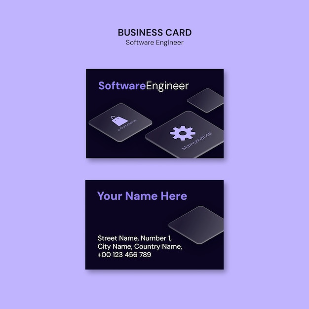 Free PSD software engineer business card template design