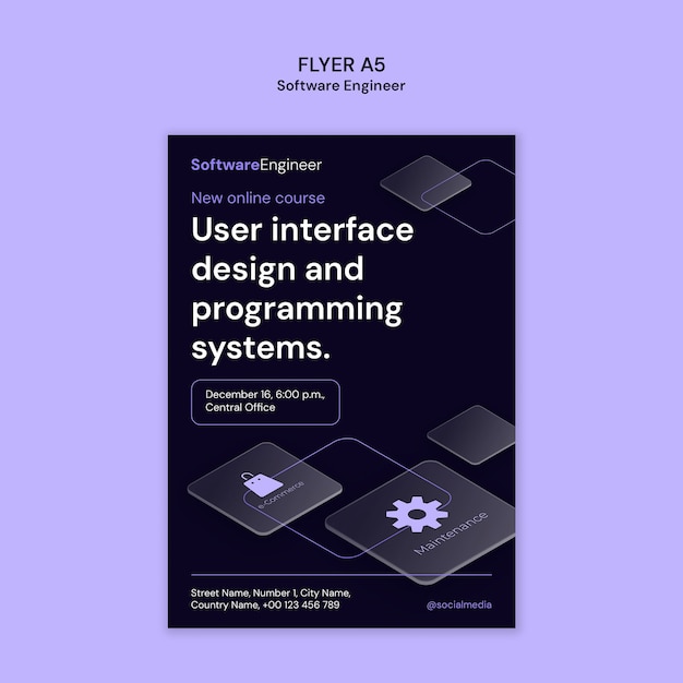 Free PSD software engineer flyer  template design