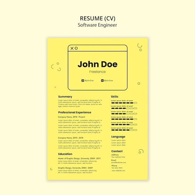 Free PSD software engineer job template