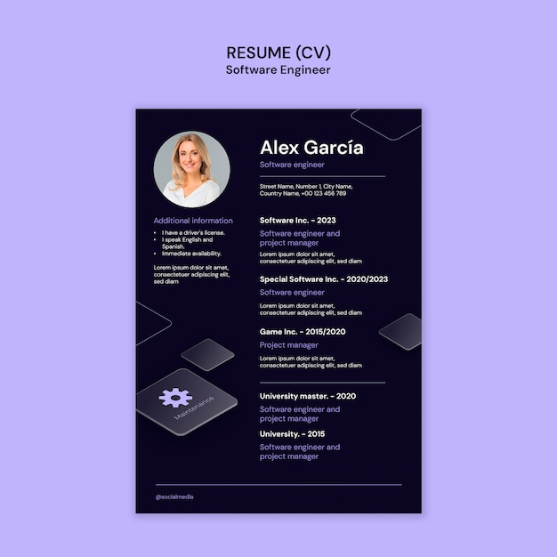 Free PSD software engineer resume template design