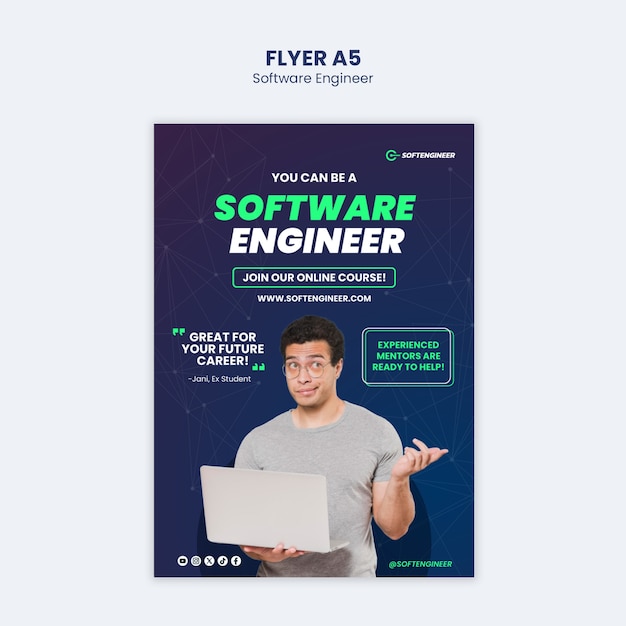 Free PSD software engineering flyer template design