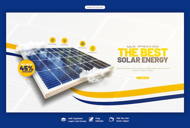 Free PSD solar energy panel and power saving web banner template