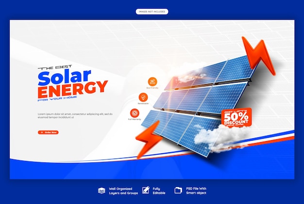 Free PSD solar energy panel and power saving web banner template