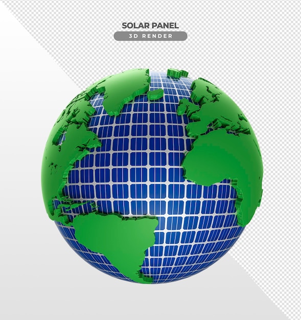 Free PSD solar power boards earth for roof in 3d realistic render