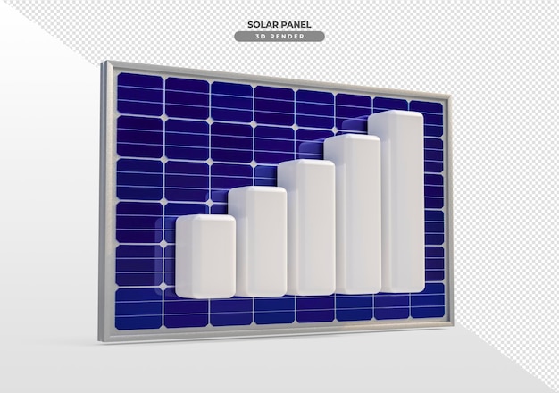 Free PSD solar power boards with growth graph 3d realistic render