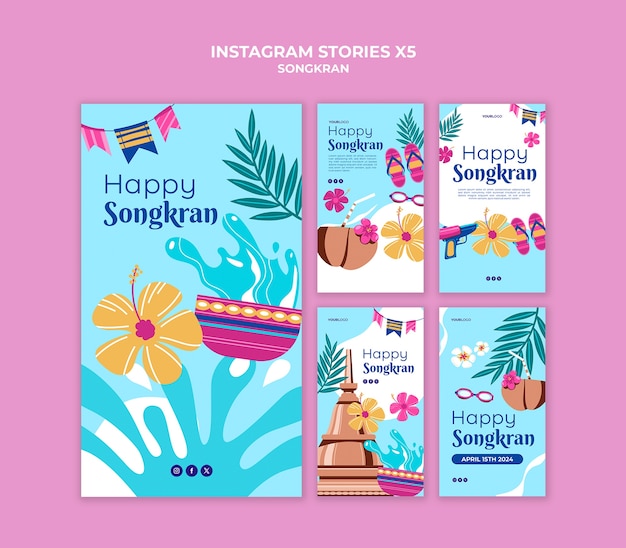 Free PSD songkran celebration instagram stories