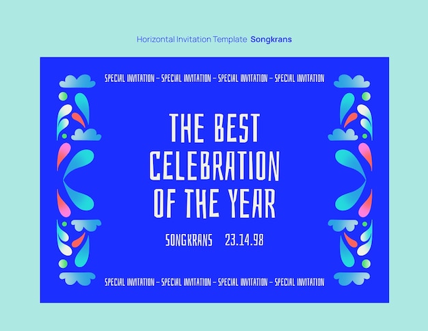 Free PSD songkran celebration invitation  template