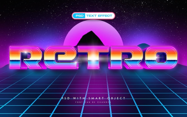 Free PSD space retro 3d style text effect