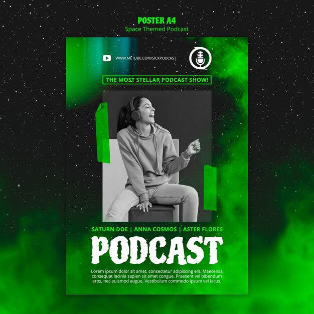 Space themed podcast template for poster