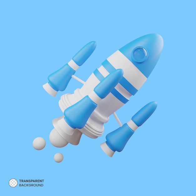 Free PSD spaceship rocket icon isolated 3d render illustration