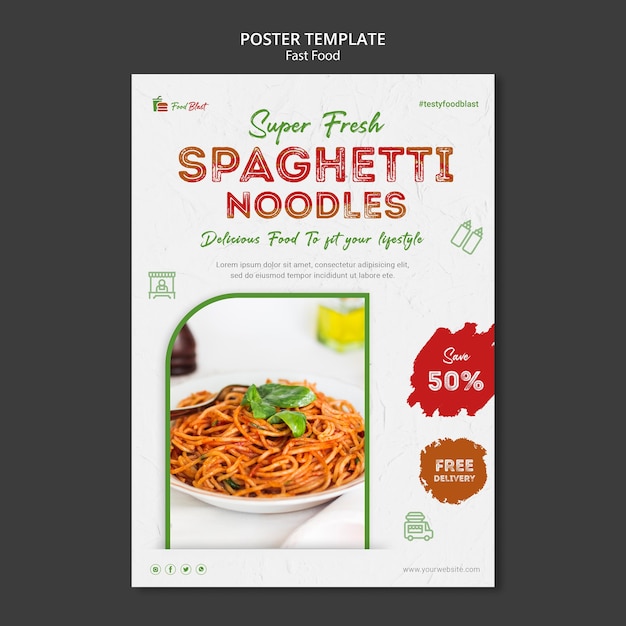 Free PSD spaghetti noodles poster template