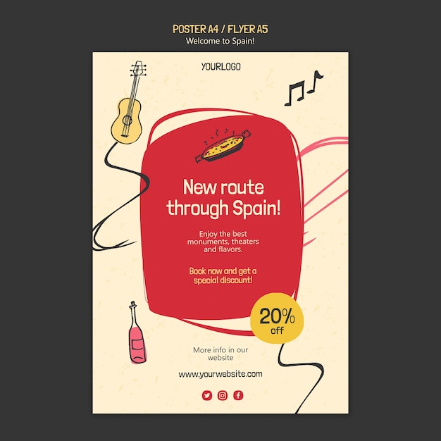 Free PSD spain culture flyer template