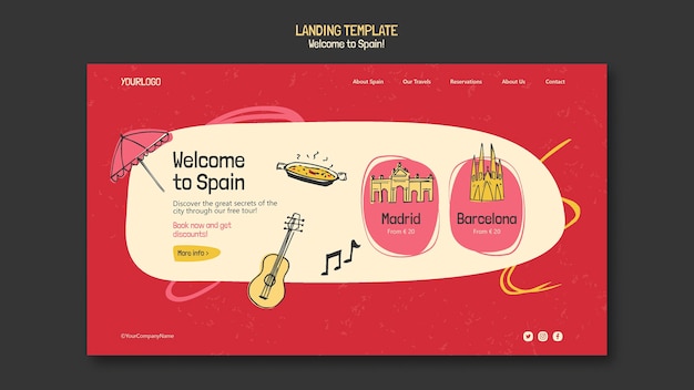 Free PSD spain culture landing page template