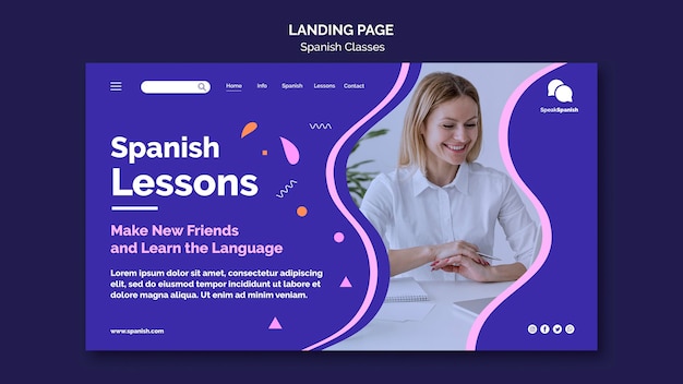 Spanish lessons landing page template