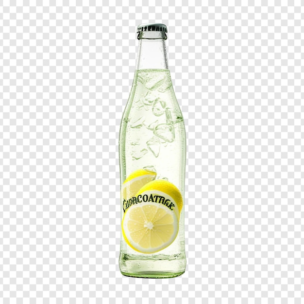 Sparkling lemonade bottle isolated on transparent background