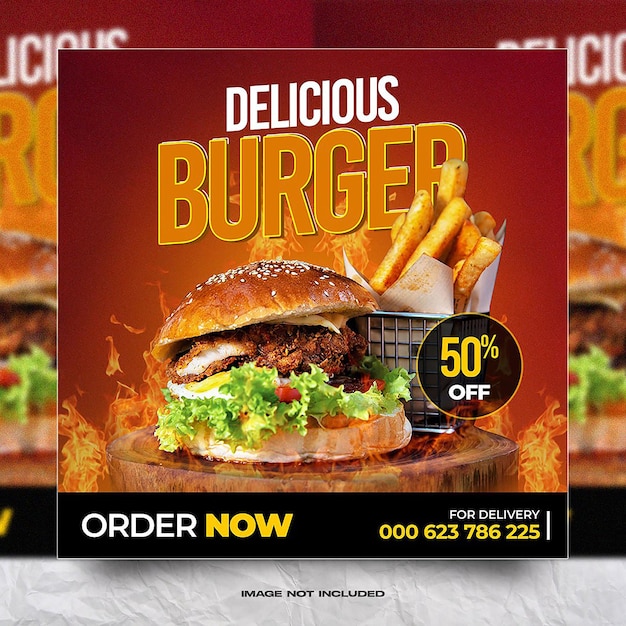 Special Burger menu promotion social media banner template