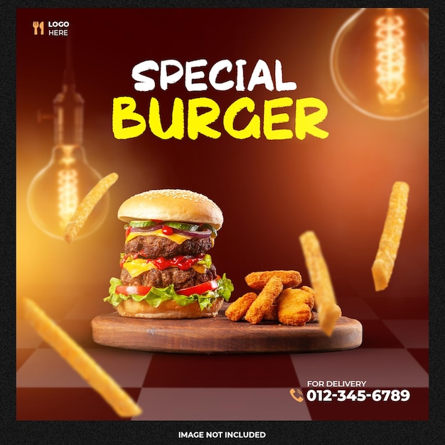 Free PSD special burger social media template