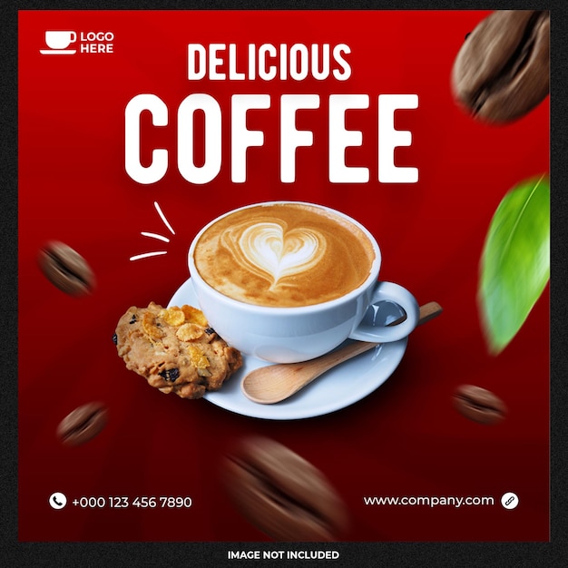 Free PSD special coffee menu sale promotional web banner or instagram banner template