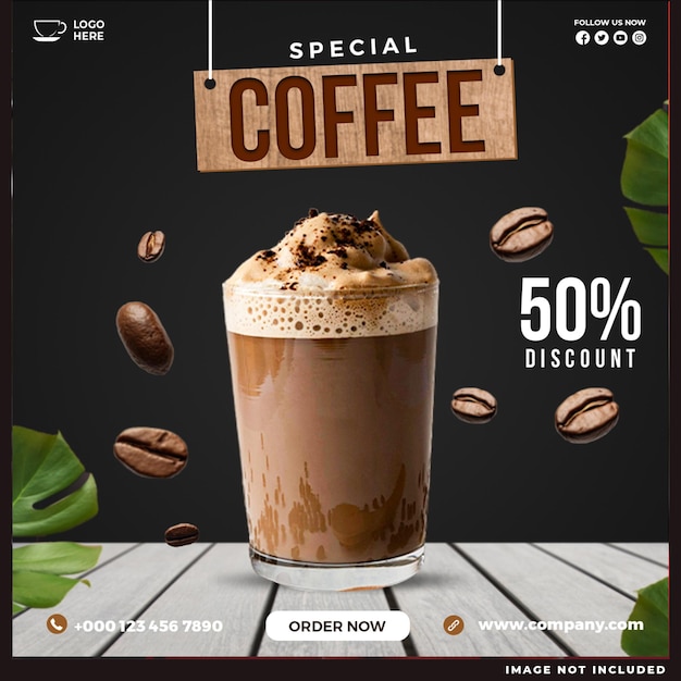 Free PSD special coffee social media design