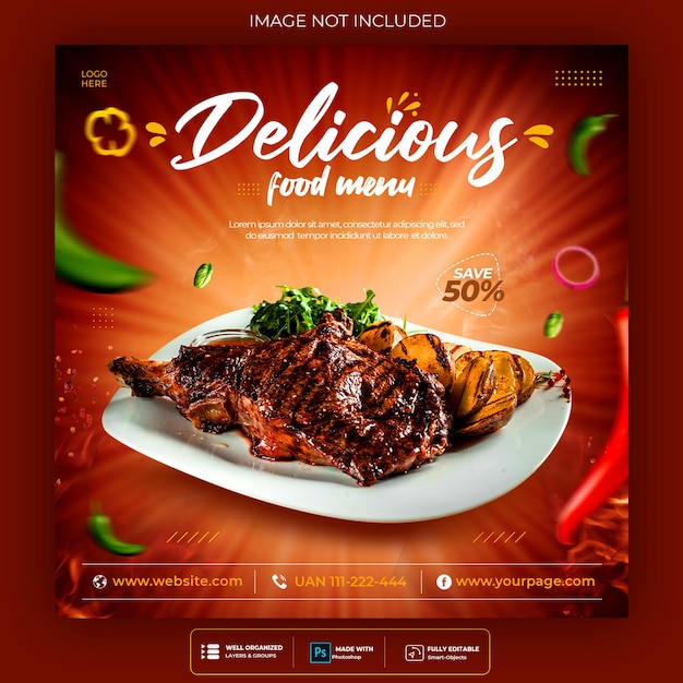 Special delicious food social media banner post template