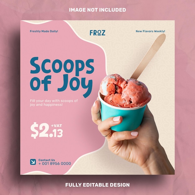 Free PSD special delicious ice cream social media banner design template