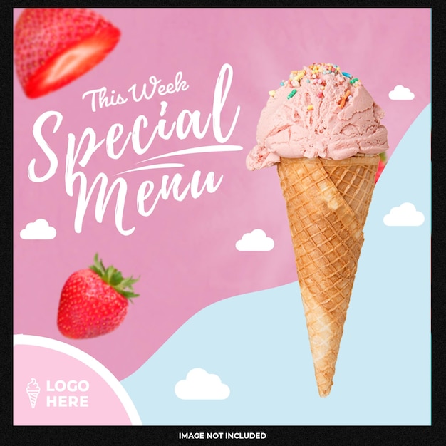 special delicious ice cream social media instagram post banner design