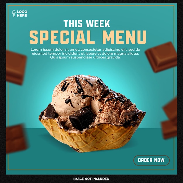 Free PSD special delicious ice cream social media instagram post banner design