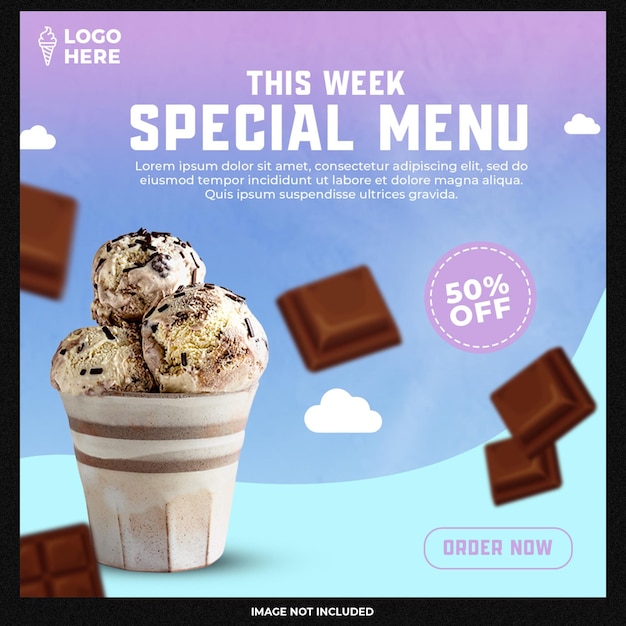 Free PSD special delicious ice cream social media instagram post banner design