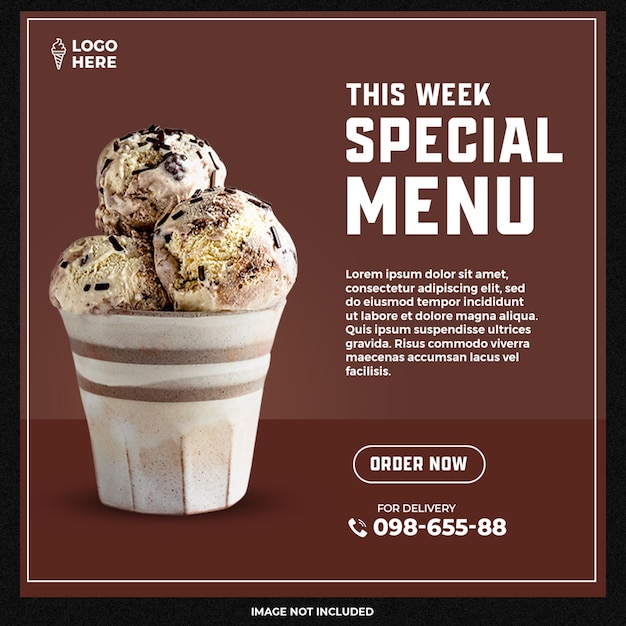 Free PSD special delicious ice cream social media instagram post banner design